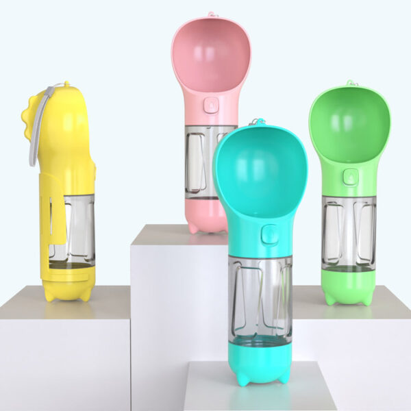 the 4 different colour water bottles